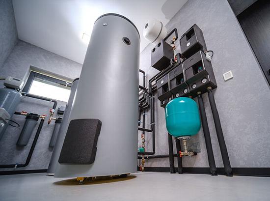 hot water tank in maintenance room